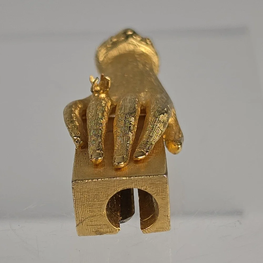 Rare Signed Lilly Dache for Jolle Gold Tone Hand Pencil Sharpener Vtg MidCentury